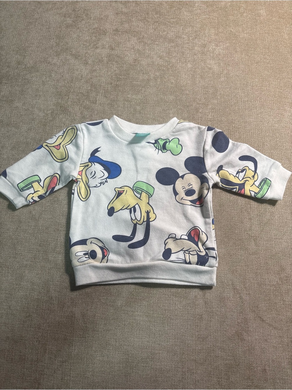 Disney White Crewneck Sweatshirt with Mickey & Friends Prints